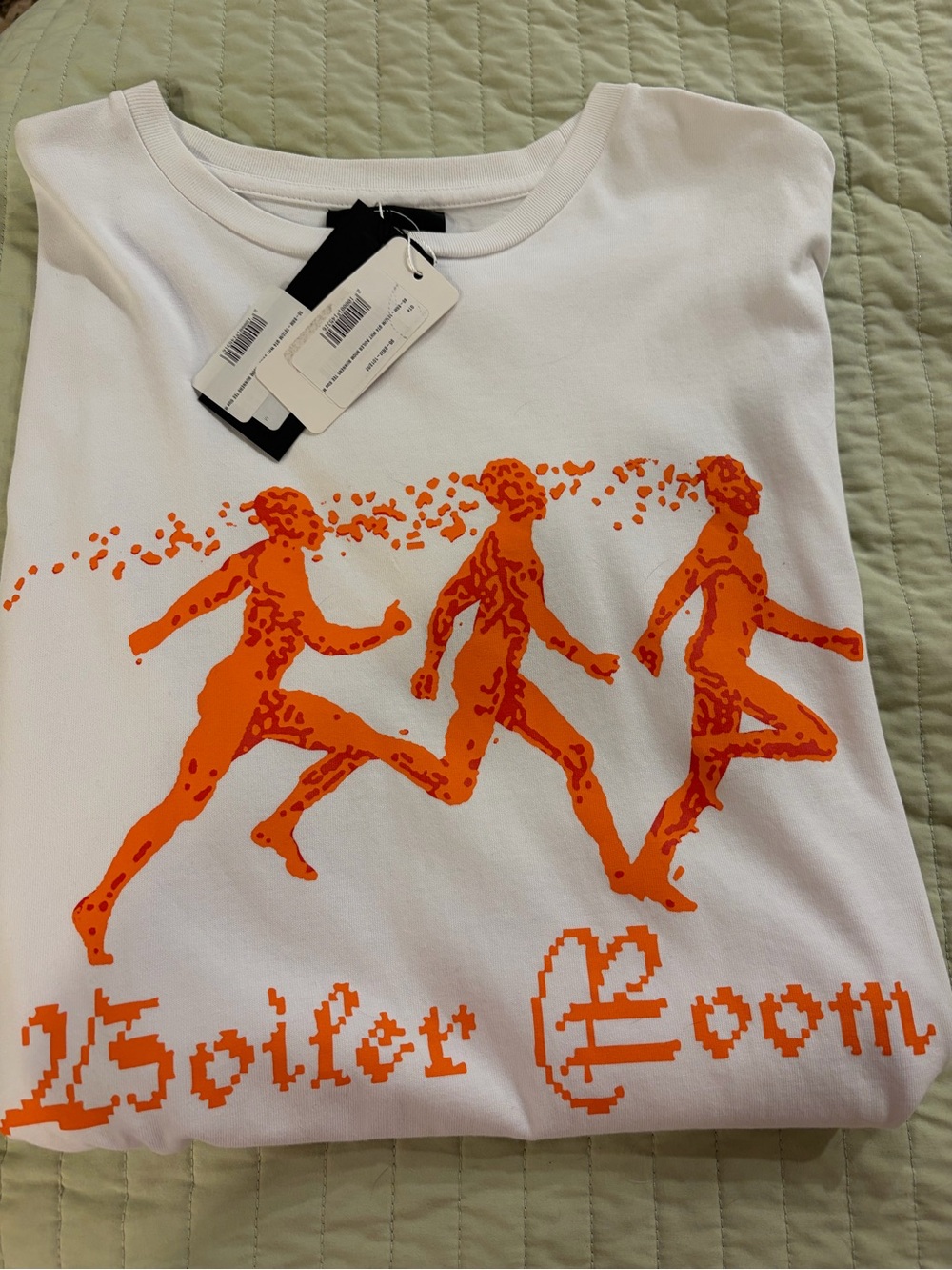 BOILER ROOM WHITE GRAPHIC TEE WITH ORANGE PRINT NWT
